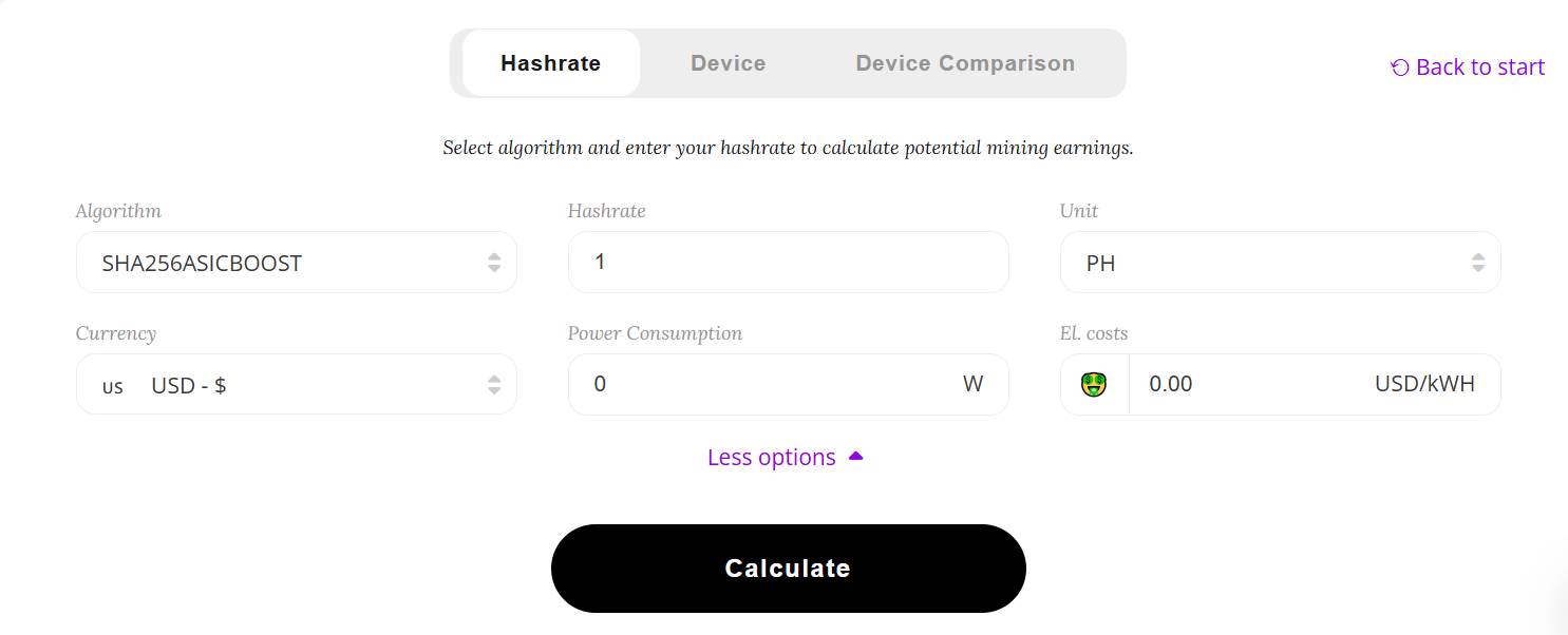 Hashrate calculator.