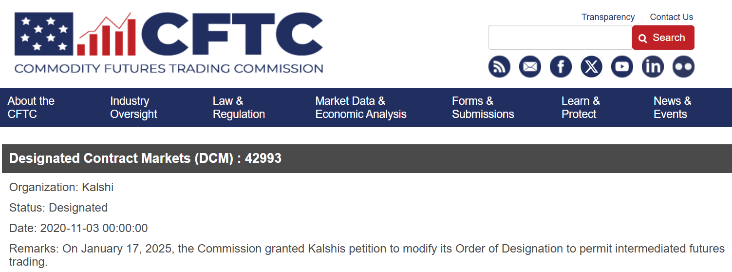 Status of Kalshi. Source: CFTC