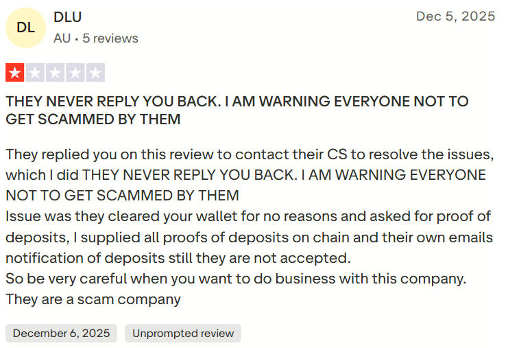 Reviews on WEEX customer support. Source: Trustpilot