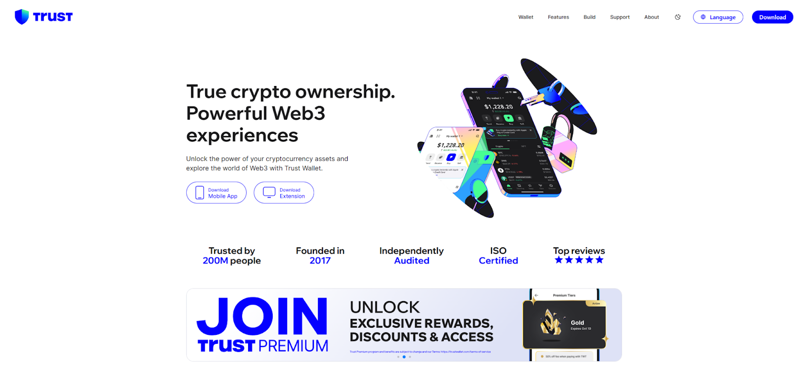Trust Wallet website homepage 